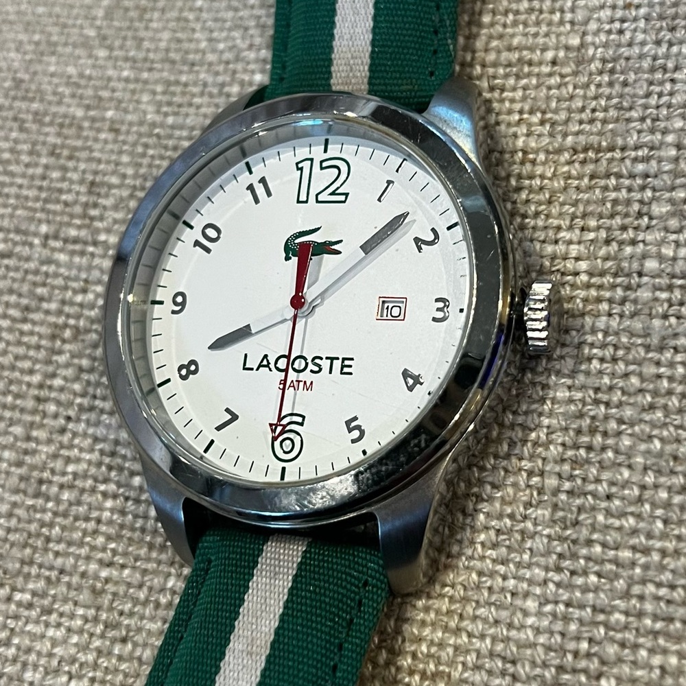 Lacoste green and white watch retro.